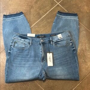 Judy Blue Boyfriend Jeans with Subtle Whiskering and Soft Texture